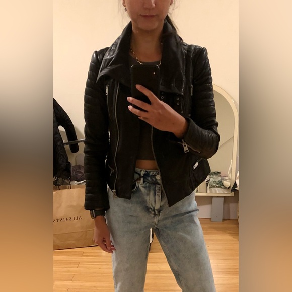 All Saints genuine leather biker jacket - Picture 2 of 7